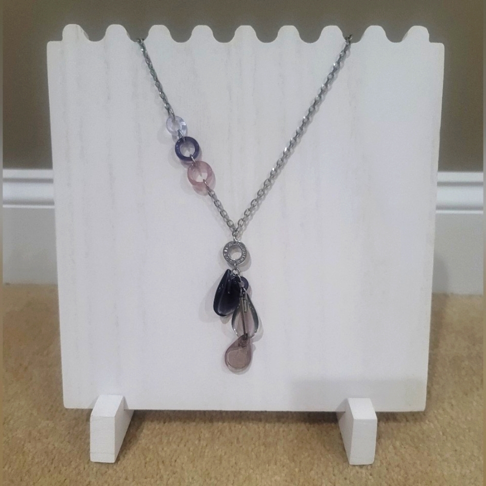 Antica Murrina Murano Glass art necklace handcrafted purple pink sterling silver